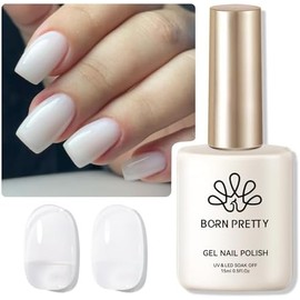 Born Pretty- Esmalte de uñas en gel blanco lechoso Esmalte de uñas en gel neutro translúcido blanco gelatinoso Esmalte de uñas Soak Off HemaFree