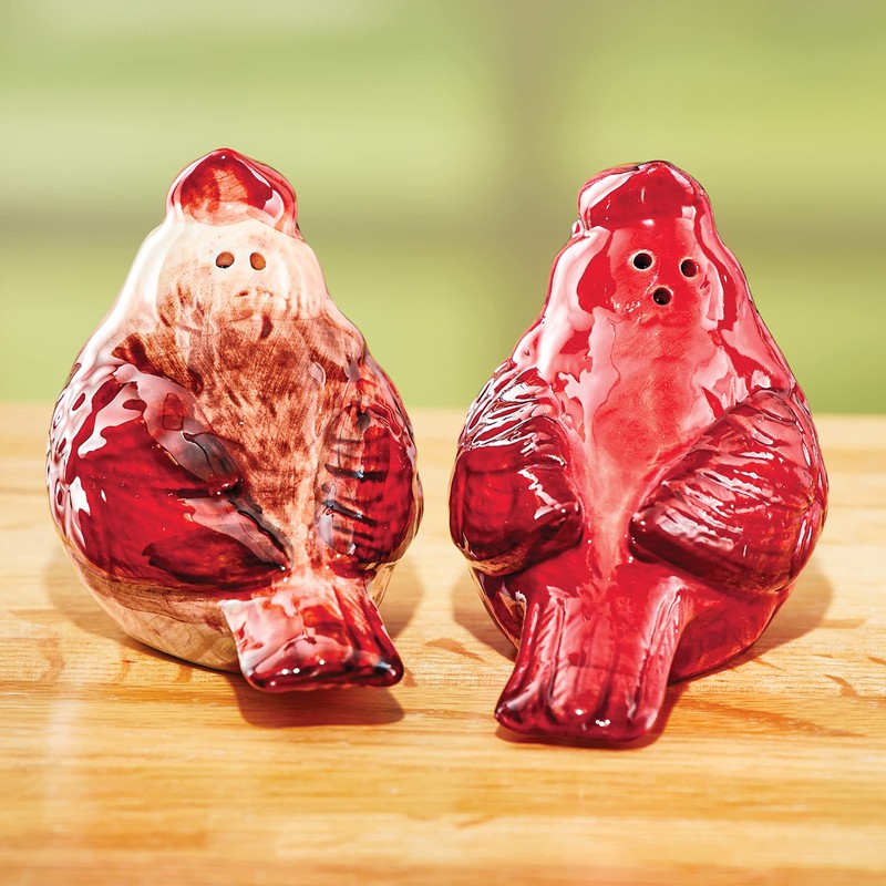 Abbott Collection 27-Shaker/Card Cardinal Salt & Pepper, 1 EA Red