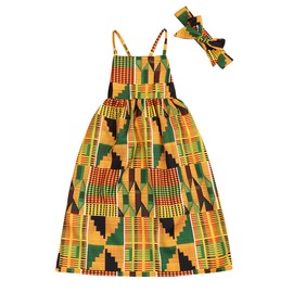 YOUNGER TREE YOUNGER TREE African Baby Clothes Girl Dashiki Ankara Outfit Set (6-7 Years, Long Dress)