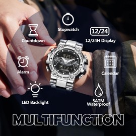findtime Military Digital Watches for Men Sports Waterproof Watch Large Face LED Backlight Wristwatch 8 Colours Stopwatch Alarm Tactical Electronic Watch