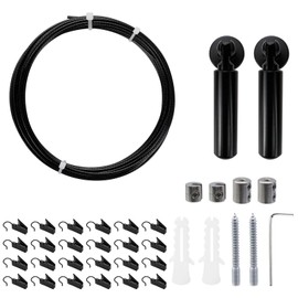 Nicerity Black Wall Mount Curtain Wire Rod Set