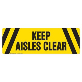 Keep Aisle Clear Non-Slip Floor Marker | 6 Pack of 6" X 18" Floor Marker Vinyl Decal| Protect Your Business, Work Place & Customers | Made in The USA