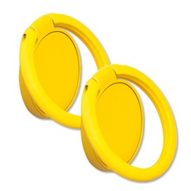 [2 Pack] Matte Finish Round Ultra-thin Cell Phone Ring Holder Stand,360 Degree Rotation and 180 Degree Adjustable Finger Ring Kickstand with Frosted Metal Phone Grip (Yellow)