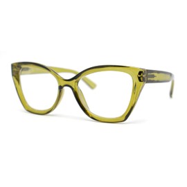 SA106 Womens Classy Oversized Thick Plastic Cat Eye Reading Glasses Green +4.00
