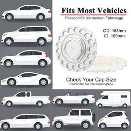 RhinoTuning 4 PCS 168 mm Wheel Center Caps Compatible With BBS RS/BBS STYLE 5 / AVID.1 AV05 /STR Racing STR 606 / ESM 002R, OD: 6.61 in / 168 mm Silver Hub Caps