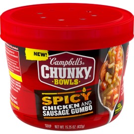 Campbell’s Chunky Soup, Spicy Chicken and Sausage Gumbo, 15.25 oz Microwavable Bowl