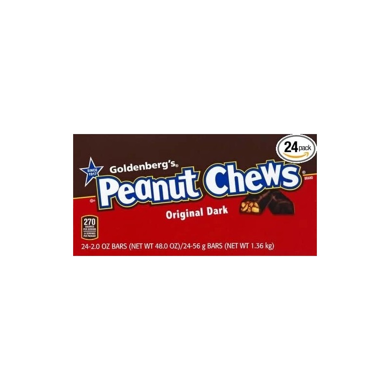 Just Born Goldenberg’s Peanut Chews Original Dark Candy Bars, 2