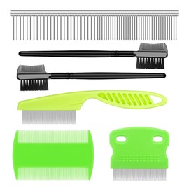 Flea Comb Lice Comb Cat Comb Dog Comb Pet Grooming Combs Tear Stain Remover Comb Remove Mucus Crust 2-in-1 Metal Round Smooth Teeth Comb Remove Floating Hair Tangles Dander (blue)
