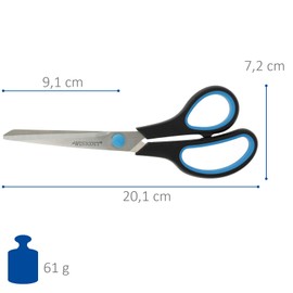 Westcott Set of 3 Easy Grip Softgrip Scissors, Rustproof Blades, Blue/Black Plastic Handle, 20.1 cm / 8 Inches, E-30283 Bundle