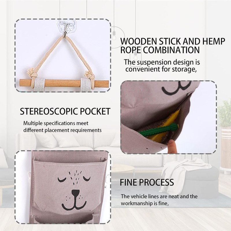 PacuM 3 Pcs Wall Hanging Storage Bags Hanging Organiser Pockets