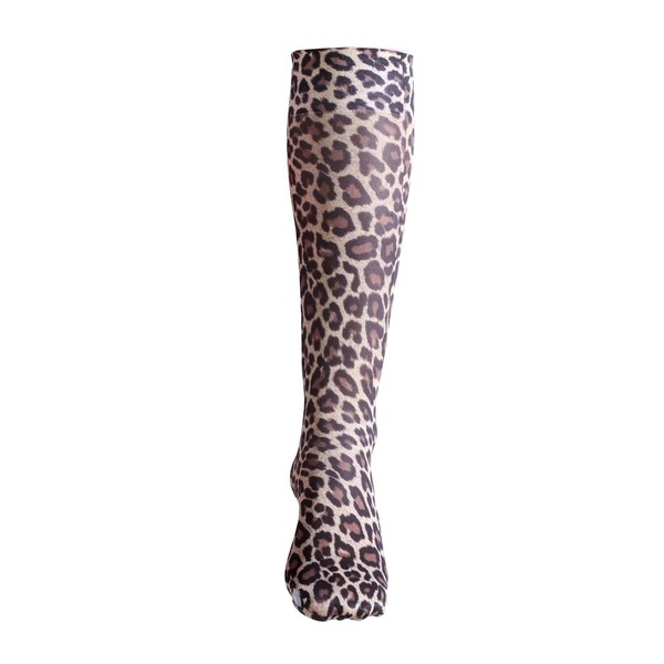 Celeste Stein Therapeutic Graduated Compression Socks, Animal Hairy Leopard, 8-15 mmHg Queen Plus Calf