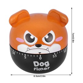 Mechanical Kitchen Timer Cute Dog Shape 55-Minute Countdown Timer No Battery Required Clock Cooking Baking Reminder Timing Tool(Brown)