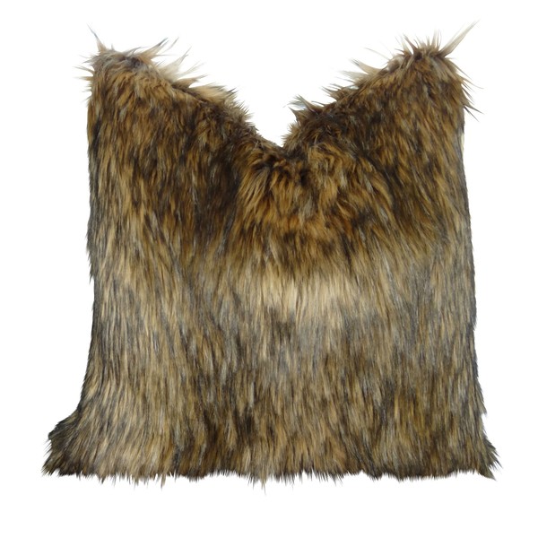 Thomas Collection Brown Faux Fur Throw Pillow - Wolf Pillow,