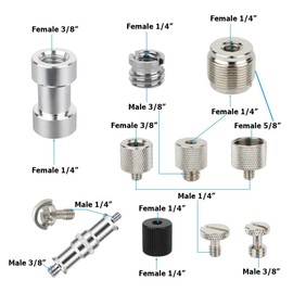 CAMVATE 30PCS Camera Screw Mount Set 1/4 to 1/4,1/4 to 3/8,1/4 to 5/8,1/4 & 3/8 Camera Mount Adapter for Tripod/Monopod/Microphone/Flash Light/Quick Release Plate Converter Screws Adapter