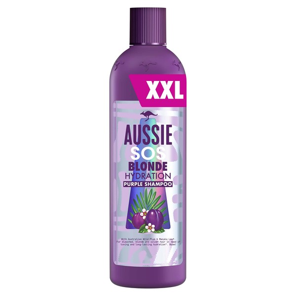 Aussie Blonde Purple Shampoo, Vegan Silver & Blonde Shampoo, Toner For Brassy Hair, XXL VALUE PACK With Australian Wild Plum & Manuka Leaf, 490 ml
