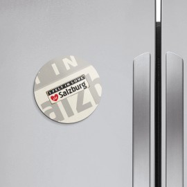 Unbranded Salzburg Retro Travel Tin Sign | 4'' X 4'' Round Decorative Magnet