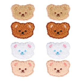 12 Pieces Bear Embroidery Patches, Cute Bear Iron-On Patches, Sewing Patches, Clothing Repair Patches, Suitable for T-Shirts, Jeans, Hats, Backpacks