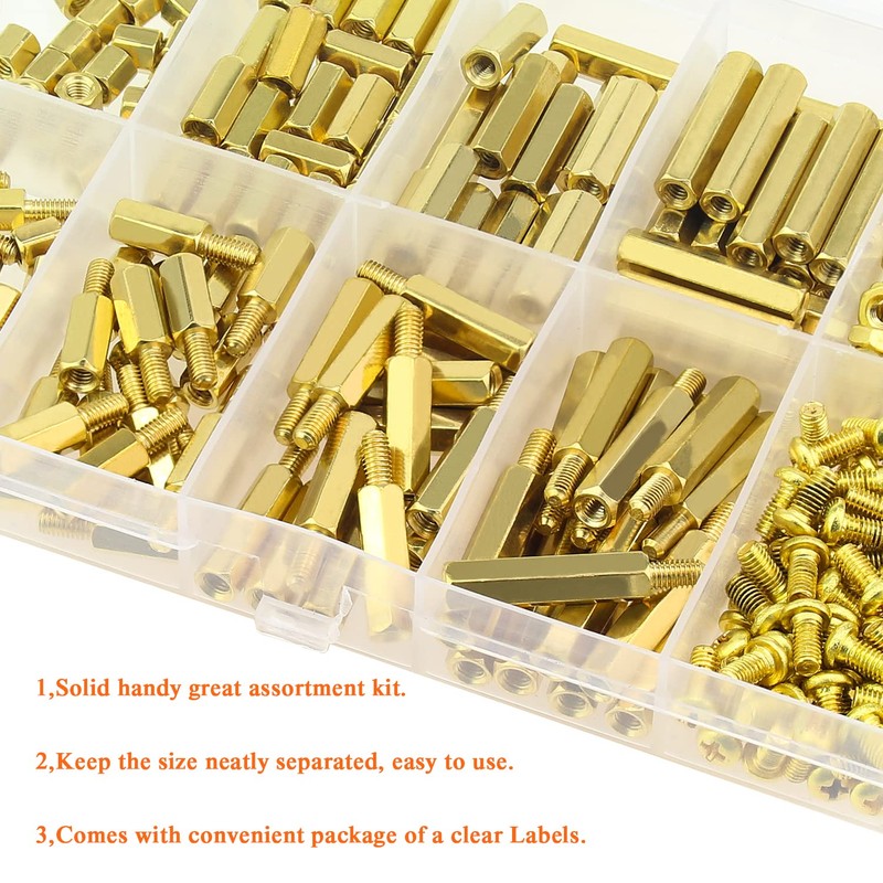 HELIFOUNER 222 Pieces M3 Male Female Hex Brass Spacers Standoffs