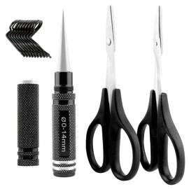 GDOOL RC Body Reamer 0-14mm Hole Puncher with Sleeve & Curved & Straight Scissors & 8 Pieces Body Clips Set Cars Body Mounting for RC Vehicle Truck Plastic Body Shell Cover Hobby Repair Tools (Black)