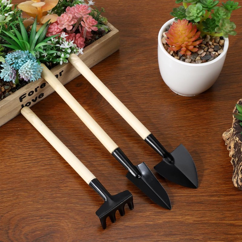 Garneck 8 Sets Mini Gardening Tools with Metal Rake Trowel