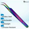A2Z Stainless Steel Multi Rainbow Color 3D Eyelash Extension Tweezers