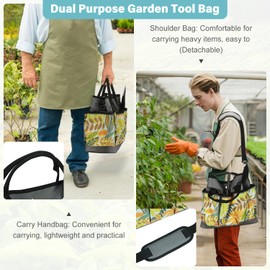 MORROWIND Garden Tool Bag, Oxford Cloth Garden Tote Storage Bag with Pockets & Long Adjustable Shoulder Strap Garden Storage Bag Tool Organizer with Zipper Pocket for Gardening Yard Lawn Work