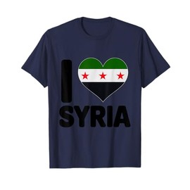 I Love Syria, I Heart Syria, New Syrian Flag Heart Shape T-Shirt