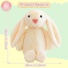 ZPSOSPZ Easter Bunny Soft Plush Toy 28CM Plush Rabbit With Floppy Bunny Ears Stuffed Animal Bunny Teddy Toy Easter Bunny Decorations Gifts For Babies Kids Boys Girls | Off White