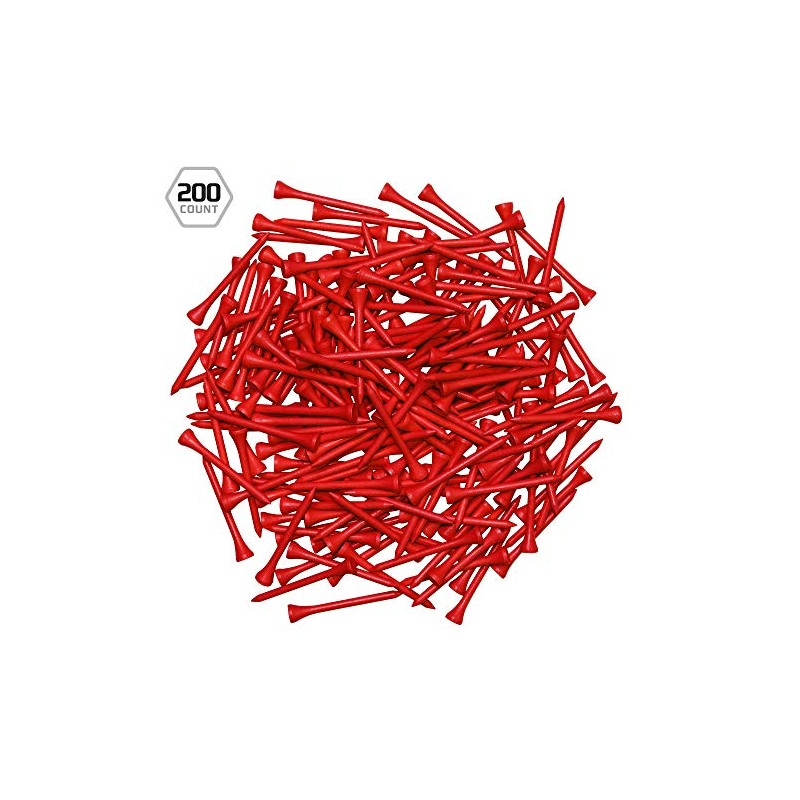 IZZO Golf Wood Golf Tees, 3.25 Inch, Red (Pack of