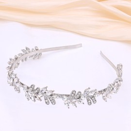 Oriamour Crystal Bridal Headband Rhinestone Wedding Headpieces For Flower Girl Tiara for Bride Bridesmaids Women's Hairpiece For Wedding Party (Silver)