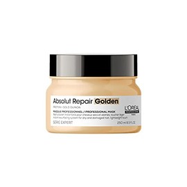 L'Oreal Professionnel Absolut Repair Golden Mask | Mascarilla dorada reparadora | Repara el daño y proporciona brillo al cabello | Con tecnología de quinoa dorada y proteínas | Para cabello fino a medio, seco y dañado | 250ml