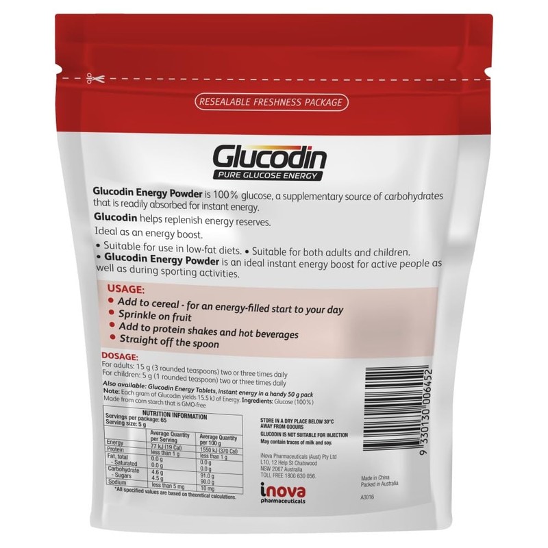 Glucodin Zip Bag Glucose Powder 325 g
