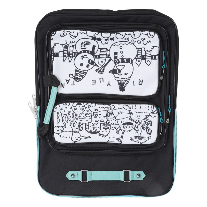 8K Kids Doodle Artwork Backpack Multi Pockets Smoothing Zipper Waterproof