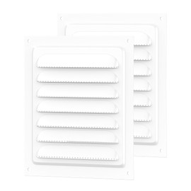 2 Packs - 8" x 8" Inch - White -Stainless Steel Metal Vent Cover - Square Soffit Air Vent Louver - Grille Cover - Built-in Insect Screen - HVAC Vents for Bathroom, Home Office (8" x 8" -White)