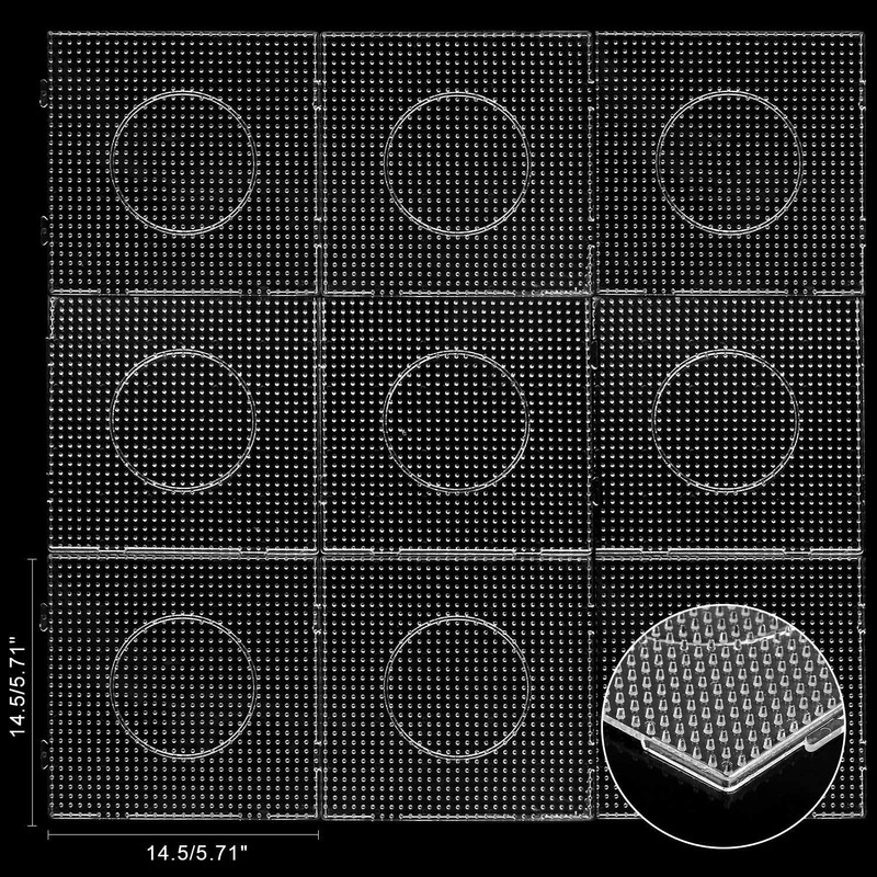 AUGSUN 9pcs 5mm Large Square Fuse Beads Pegboards Plastic Beads