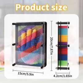 3D Pin Art Toy, Large Size 6" x 8" 3D Pin Art Board, Home Office Decoration, Unique Rainbow Design for Kids and Adults, Black