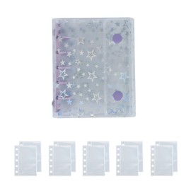 Frilance Shop M5 Transparent Binder, Sticker Notebook, PP Refills, 10 Sheets, Clear Binder, 5 Holes, Lightweight, Durable, PVC, Multi-Purpose, Girls (Purple)