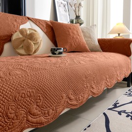 vctops - Funda acolchada de algodón bohemio para sofá, suave bordada, antideslizante, funda para sofá festoneado, lavable para muebles (naranja, 36 x 47 pulgadas)