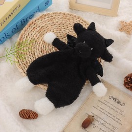 Apricot Lamb Dragon Snuggler Blanket Soft Loveys for Babies, Security Blanket for Baby Boy and Girl, 10.3 Inches for Infant and Toddlers (Black)