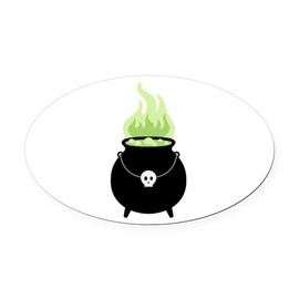 CafePress Witch Cauldron Euro Oval Car Bumper Magnet