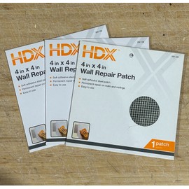 HDX 4" x 4" Wall Repair Patch Self Adhesive Steel Patch Holes Lot of 6