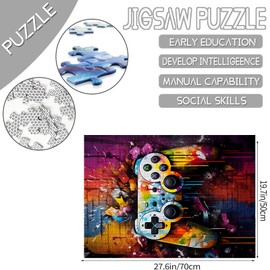 Gaming Themed Jigsaw Puzzles for Adults 1000 Pieces Video Game Watercolour Jigsaw Puzzle Art 27 x 20 Inches Colourful DIY Puzzles for Home Decoration Family Puzzle Perfect for Game Nights