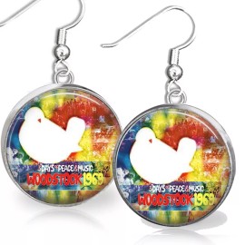 the fun things Woodstock Earrings Vintage Music Fest Poster Retro Music Lover Jewelry Gift