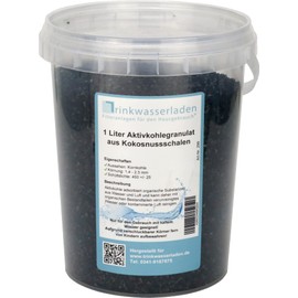 Activated carbon granules from coconut shells for removing impurities from water and air, 1 litre