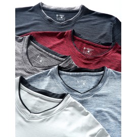 5 Pack Mens V-Neck Dry Fit T-Shirts, Active Athletic Short Sleeve Workout Tops, Performance Gym Tees (Set 1, XX-Large)