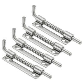 MECCANIXITY Spring Loaded Latch Pin 3.35 x 0.69 Inches, Right Spring Loaded Barrel Bolt for Cabinets Trailer Doors Chests Gate Stainless Steel Silver Pack of 4