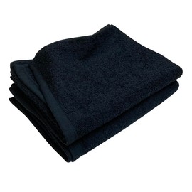 Senshu Towels, Face Towels, Black, 2 Piece Set, 240 Momme; Approx. 13.0 x 34.6 inches (33 x 88 cm), Made in Japan, Commercial Use, Hair Dye, Coloring, Medium Thick, Black