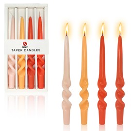 Gedengni Gradient Taper Candle Long Candlesticks, 9inch Orange Tapered Candles Colorful Candle Sticks Cute Spiral Candles for Home Décor Weddings Women Gifts (3D4PC-ORANGEGRA)