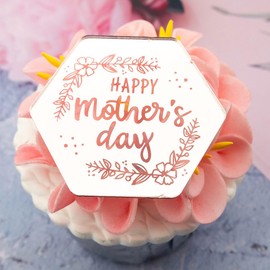 6x Mother's Day Acrylic Cupcake Toppers - Rose Gold Acrylic Cupcake Decoration for Mother's Day, Birthdays, and Celebrations