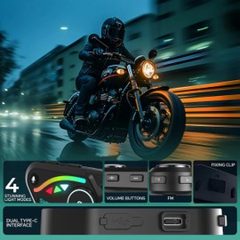 Motorcycle Bluetooth Intercom V8 5.2 with FM and Music Sharing Helmet Headset IP67 Noise Cancelling DSP&CVC HiFi Stereo Pair 2500M Communication System